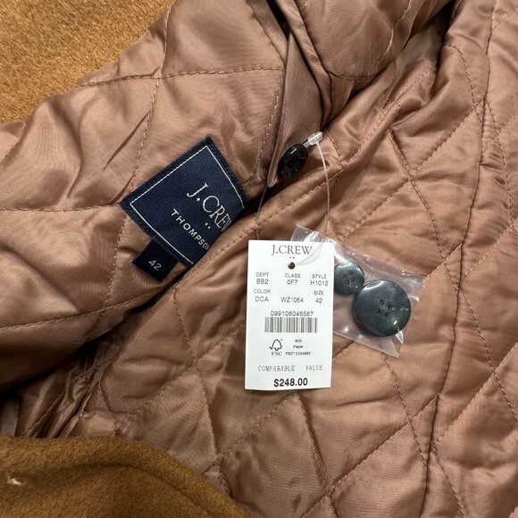 J.Crew Thompson Camel Wool Blend Topcoat Jacket Size 42 Men’s - Picture 10 of 14